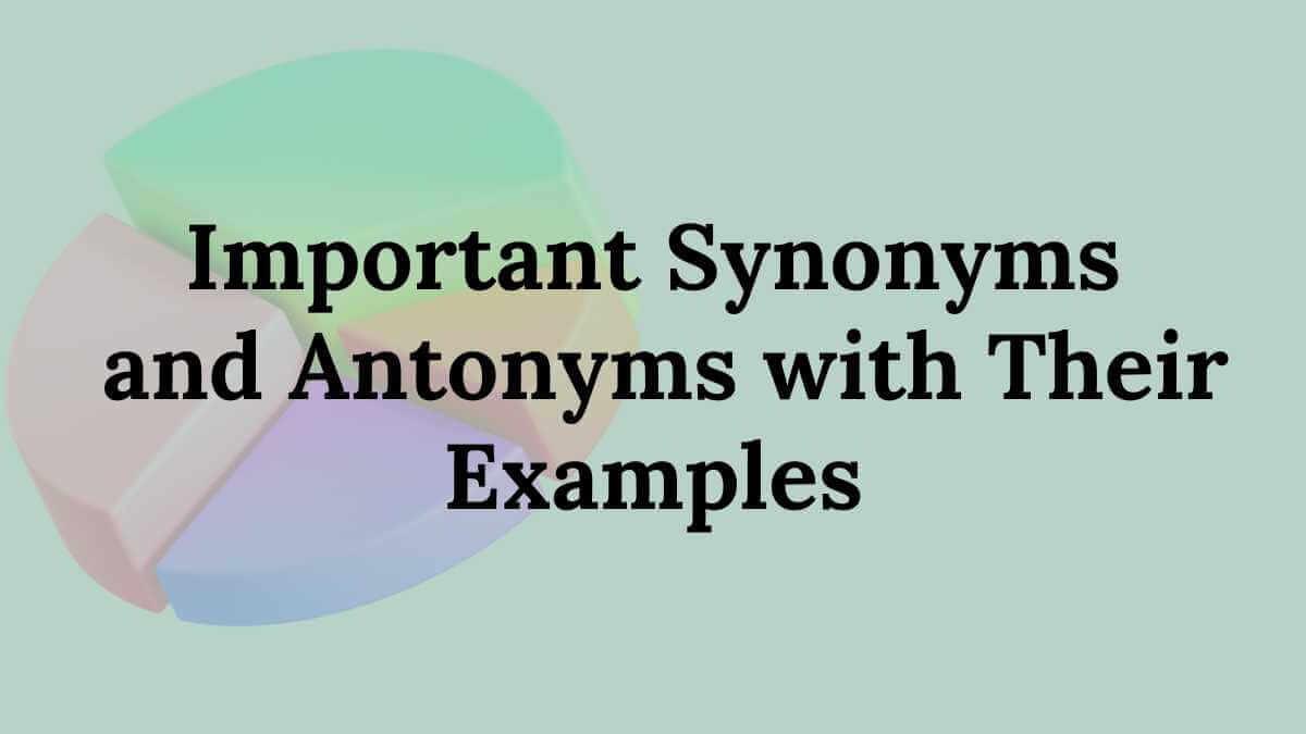 Synonyms and Antonyms