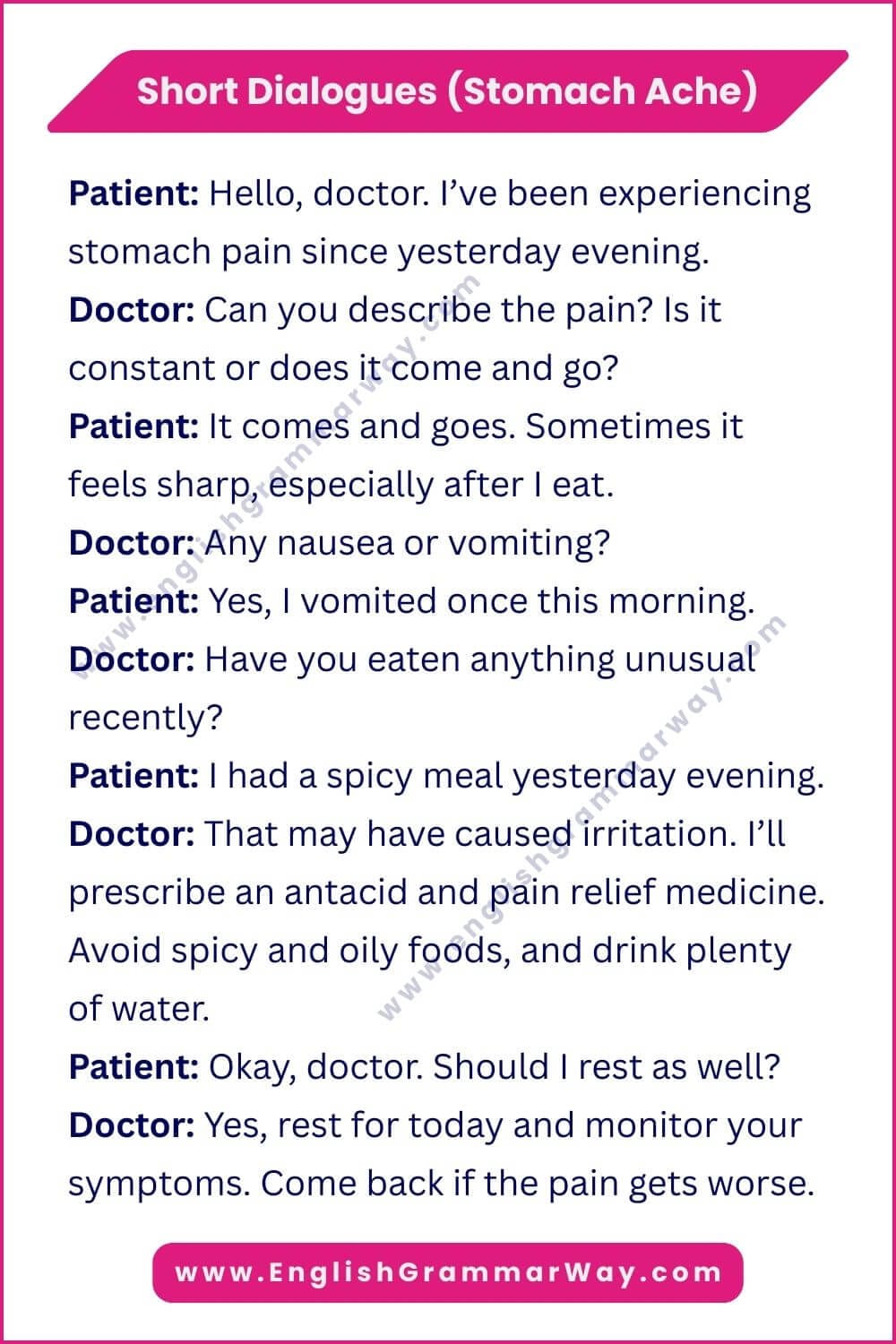 Doctor Patient Dialogue (Stomach Ache)